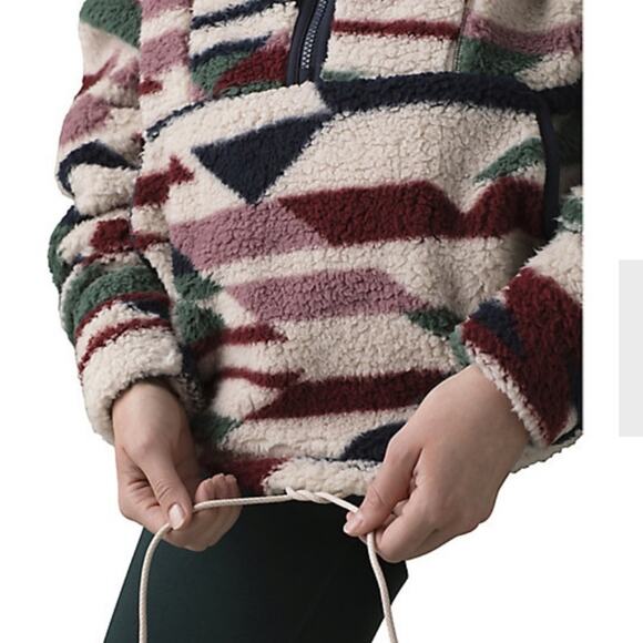 Prana Polar Escape Fleece Pullover Jacket Maroon Geo Size XL NWT Outdoor Fall - Picture 3 of 8